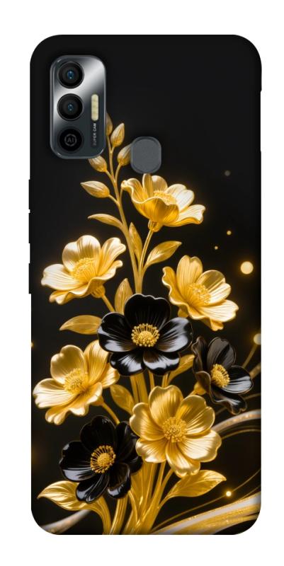 Чехол itsPrint Golden shine для TECNO Spark 7, цветы, купить оптом с доставкой