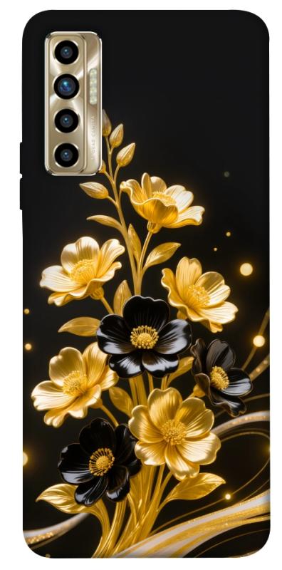 Чехол itsPrint Golden shine для TECNO Camon 17P, цветы, купить оптом с доставкой