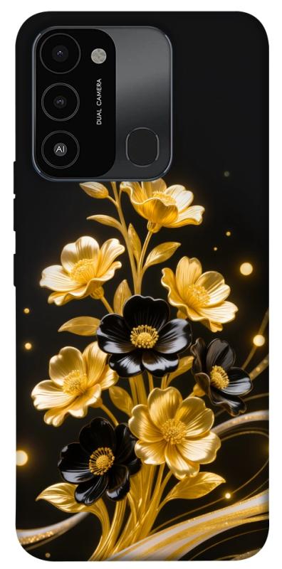 Чехол itsPrint Golden shine для Tecno Spark Go 2022 (KG5m), цветы, купить оптом с доставкой