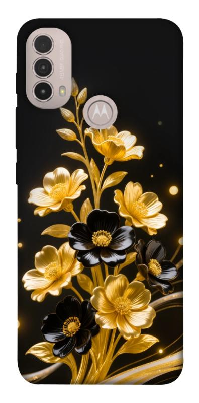 Чехол itsPrint Golden shine для Motorola Moto E40, цветы, купить оптом с доставкой