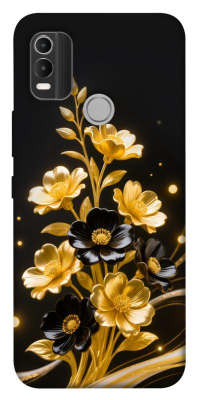 Чехол itsPrint Golden shine для Nokia C21 Plus, цветы, купить оптом с доставкой