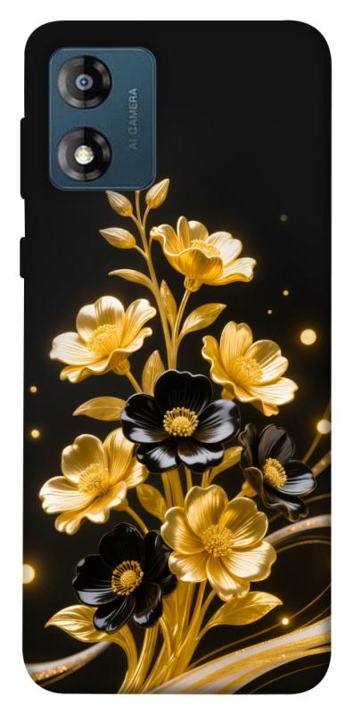 Чехол itsPrint Golden shine для Motorola Moto E13, цветы, купить оптом с доставкой