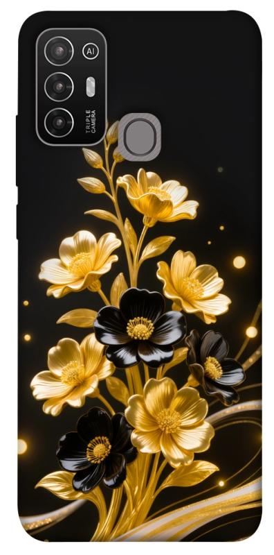 Чехол itsPrint Golden shine для ZTE Blade A52, цветы, купить оптом с доставкой