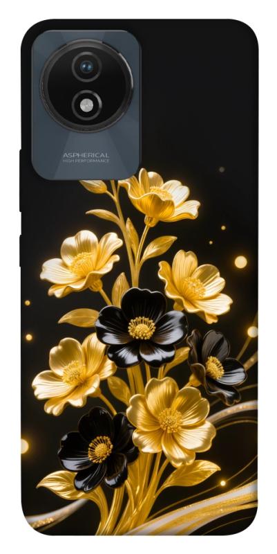 Чехол itsPrint Golden shine для Vivo Y02, цветы, купить оптом с доставкой