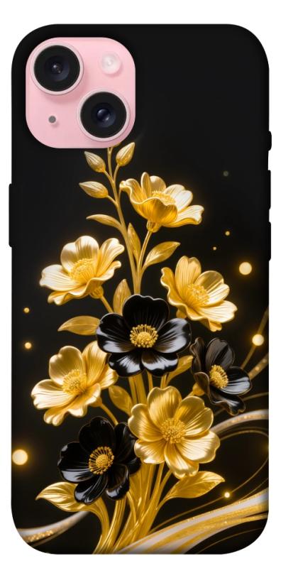 Чехол itsPrint Golden shine для Apple iPhone 15 (6.1"), цветы, купить оптом с доставкой