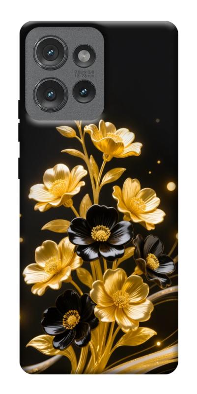 Чехол itsPrint Golden shine для Motorola Edge 50, цветы, купить оптом с доставкой