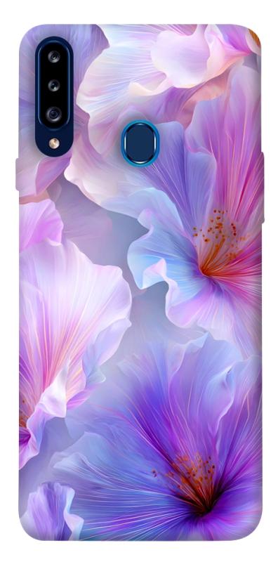 Чехол itsPrint Light purple для Samsung Galaxy A20s, цветы, купить оптом с доставкой