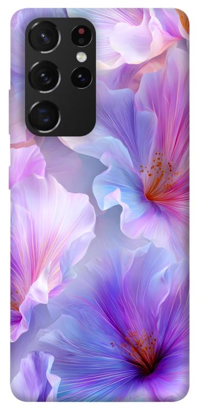 Чехол itsPrint Light purple для Samsung Galaxy S21 Ultra, цветы, купить оптом с доставкой