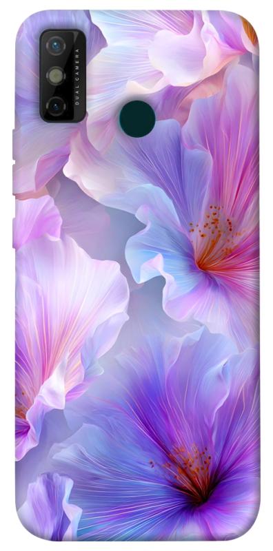 Чехол itsPrint Light purple для TECNO Spark 6 Go, цветы, купить оптом с доставкой