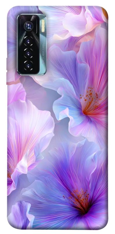 Чехол itsPrint Light purple для TECNO Camon 17 Pro, цветы, купить оптом с доставкой