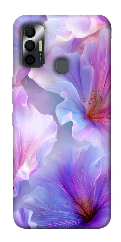 Чехол itsPrint Light purple для TECNO Spark 7, цветы, купить оптом с доставкой