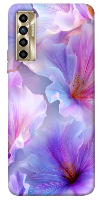 Чехол itsPrint Light purple для TECNO Camon 17P, цветы, купить оптом с доставкой