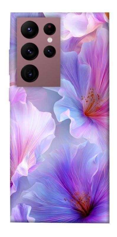 Чехол itsPrint Light purple для Samsung Galaxy S22 Ultra, цветы, купить оптом с доставкой