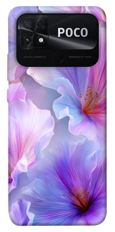 Чехол itsPrint Light purple для Xiaomi Poco C40, цветы, купить оптом с доставкой