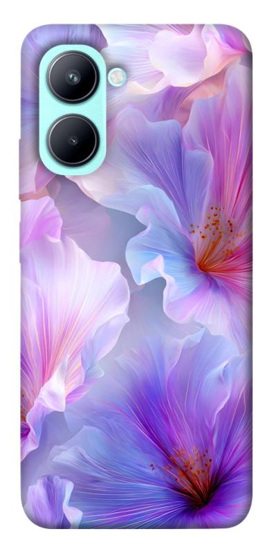 Чехол itsPrint Light purple для Realme C33, цветы, купить оптом с доставкой