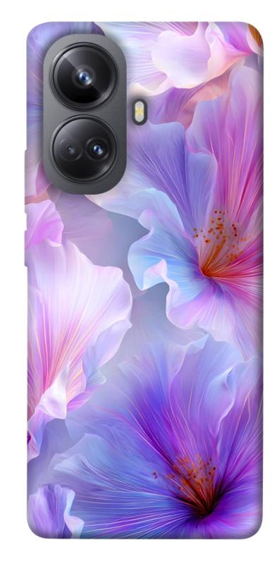 Чехол itsPrint Light purple для Realme 10 Pro+, цветы, купить оптом с доставкой