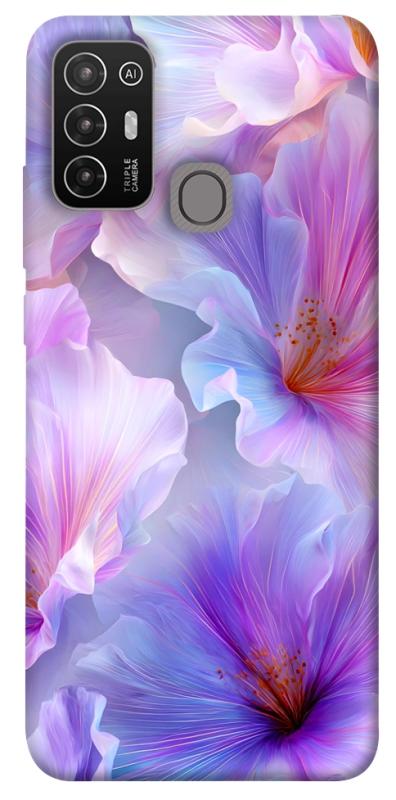 Чехол itsPrint Light purple для ZTE Blade A52, цветы, купить оптом с доставкой