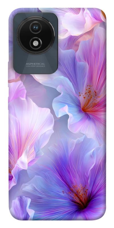 Чехол itsPrint Light purple для Vivo Y02, цветы, купить оптом с доставкой