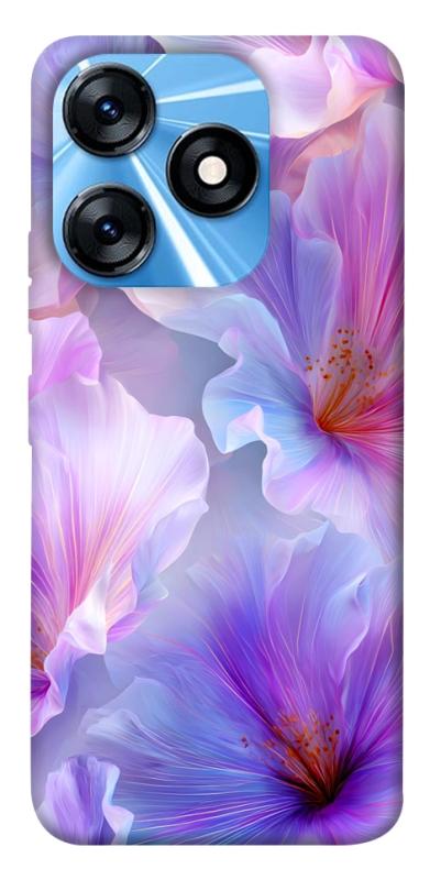 Чехол itsPrint Light purple для TECNO Spark 10 Pro, цветы, купить оптом с доставкой