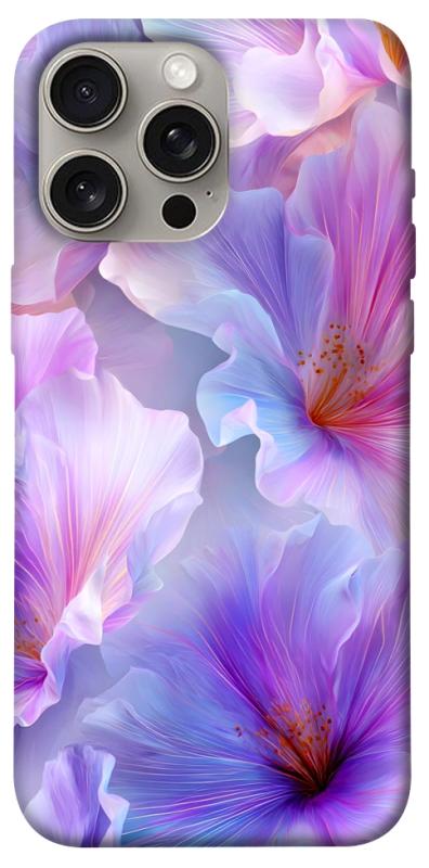 Чехол itsPrint Light purple для Apple iPhone 15 Pro Max (6.7"), цветы, купить оптом с доставкой