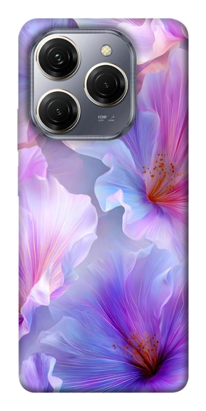 Чехол itsPrint Light purple для TECNO Spark 20 Pro, цветы, купить оптом с доставкой