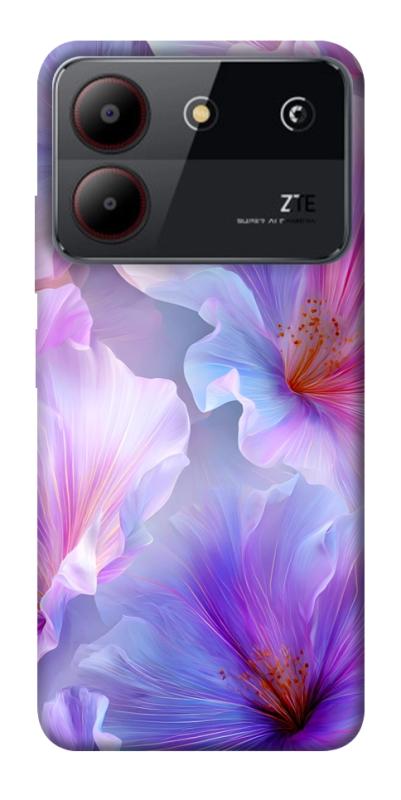 Чехол itsPrint Light purple для ZTE Blade A54 4G, цветы, купить оптом с доставкой