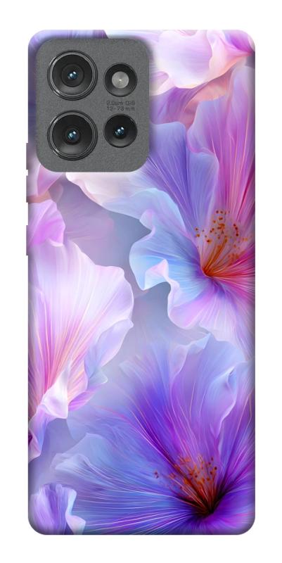 Чехол itsPrint Light purple для Motorola Edge 50, цветы, купить оптом с доставкой