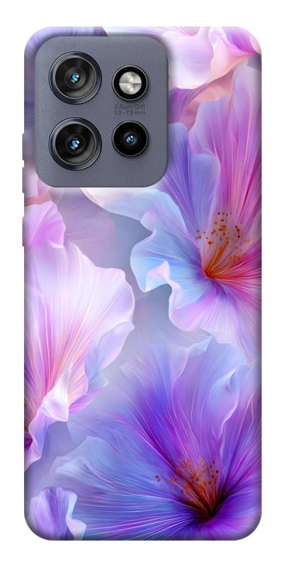 Чехол itsPrint Light purple для Motorola Edge 50 Neo, цветы, купить оптом с доставкой