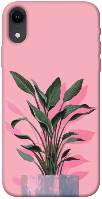 Чехол itsPrint Pink plant для Apple iPhone XR (6.1"), цветы, купить оптом с доставкой