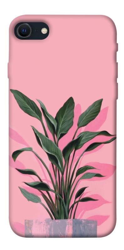 Чехол itsPrint Pink plant для Apple iPhone SE (2020), цветы, купить оптом с доставкой