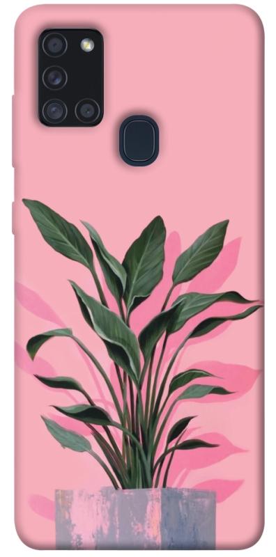 Чехол itsPrint Pink plant для Samsung Galaxy A21s, цветы, купить оптом с доставкой