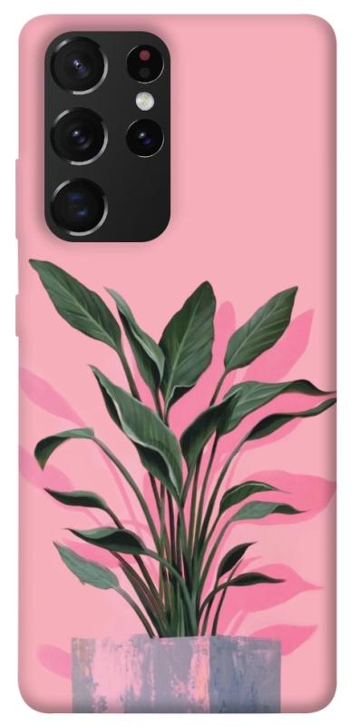 Чехол itsPrint Pink plant для Samsung Galaxy S21 Ultra, цветы, купить оптом с доставкой