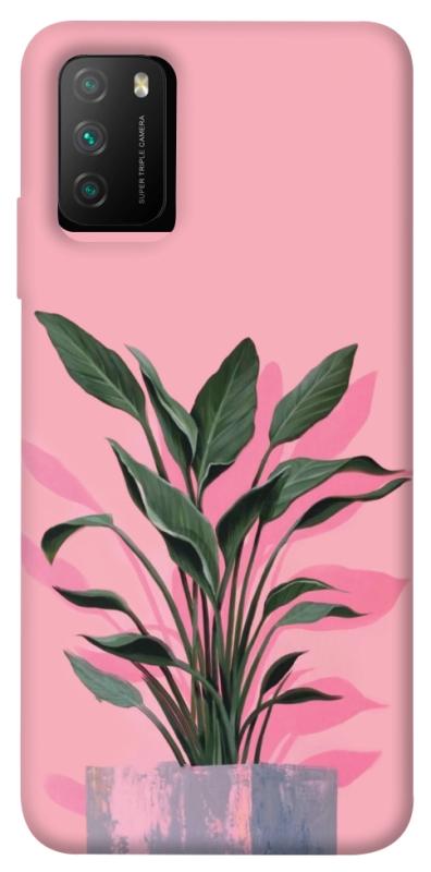 Чехол itsPrint Pink plant для Xiaomi Poco M3, цветы, купить оптом с доставкой