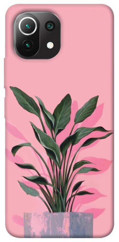 Чехол itsPrint Pink plant для Xiaomi Mi 11 Lite, цветы, купить оптом с доставкой