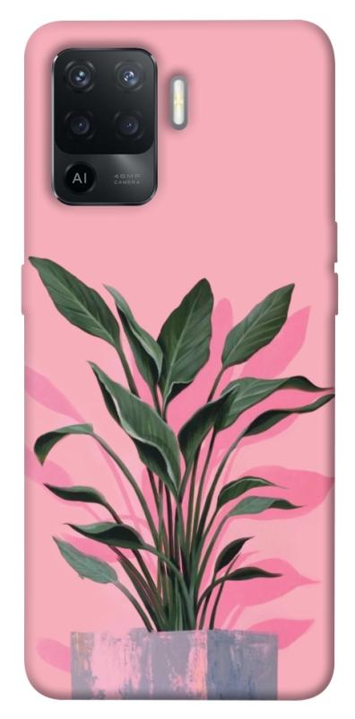 Чехол itsPrint Pink plant для Oppo Reno 5 Lite, цветы, купить оптом с доставкой