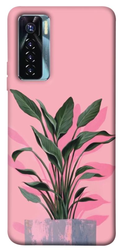 Чехол itsPrint Pink plant для TECNO Camon 17 Pro, цветы, купить оптом с доставкой