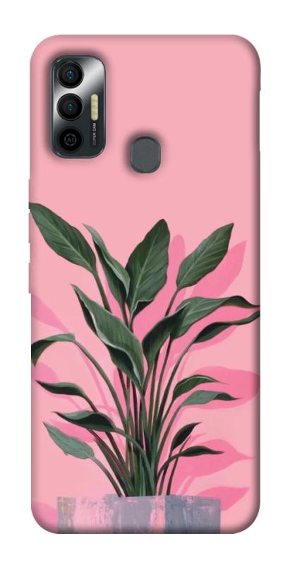 Чехол itsPrint Pink plant для TECNO Spark 7, цветы, купить оптом с доставкой