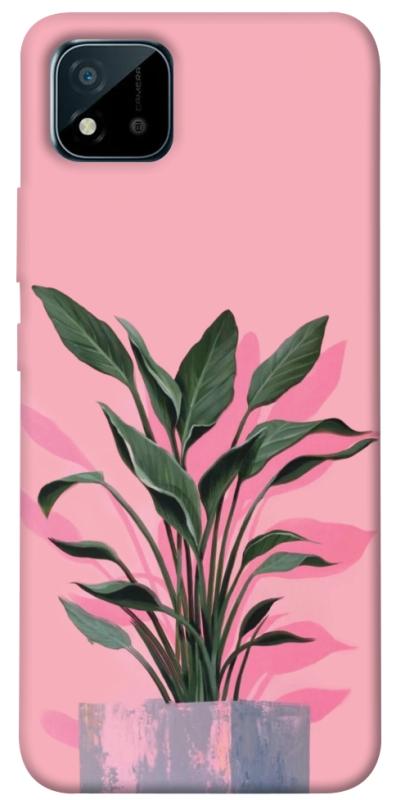 Чехол itsPrint Pink plant для Realme C11 (2021), цветы, купить оптом с доставкой