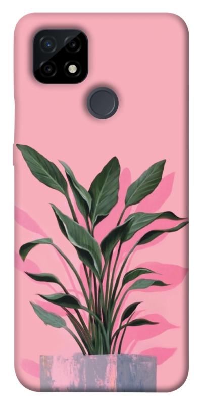 Чехол itsPrint Pink plant для Realme C21, цветы, купить оптом с доставкой