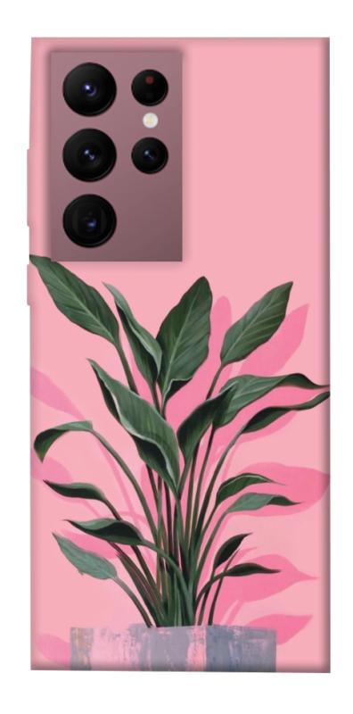 Чехол itsPrint Pink plant для Samsung Galaxy S22 Ultra, цветы, купить оптом с доставкой