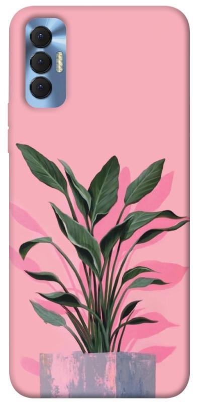 Чехол itsPrint Pink plant для TECNO Spark 8P, цветы, купить оптом с доставкой
