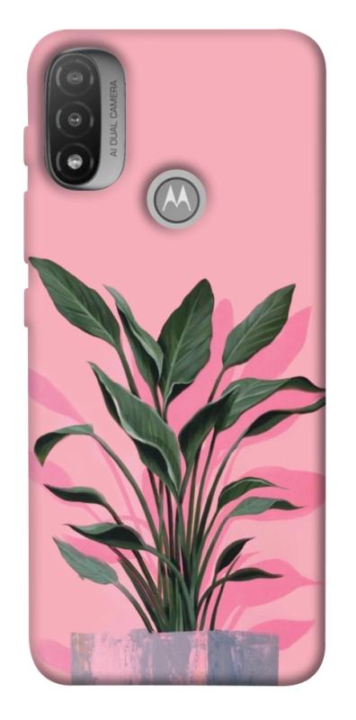 Чехол itsPrint Pink plant для Motorola Moto E20, цветы, купить оптом с доставкой