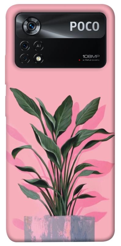 Чехол itsPrint Pink plant для Xiaomi Poco X4 Pro 5G, цветы, купить оптом с доставкой