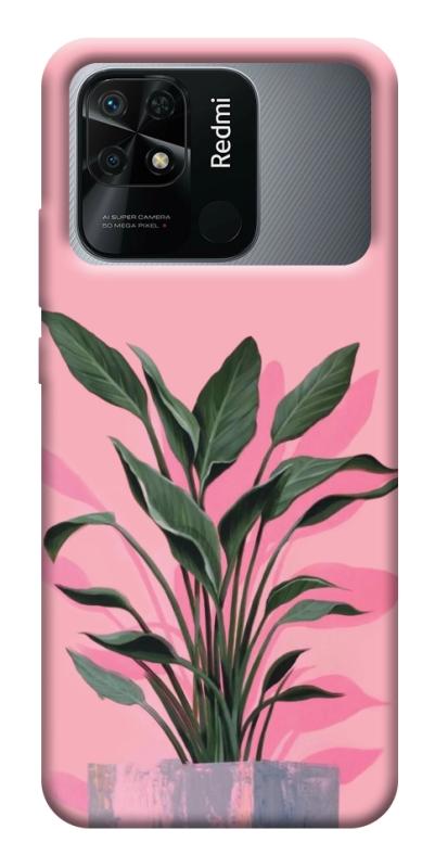 Чехол itsPrint Pink plant для Xiaomi Redmi 10C, цветы, купить оптом с доставкой