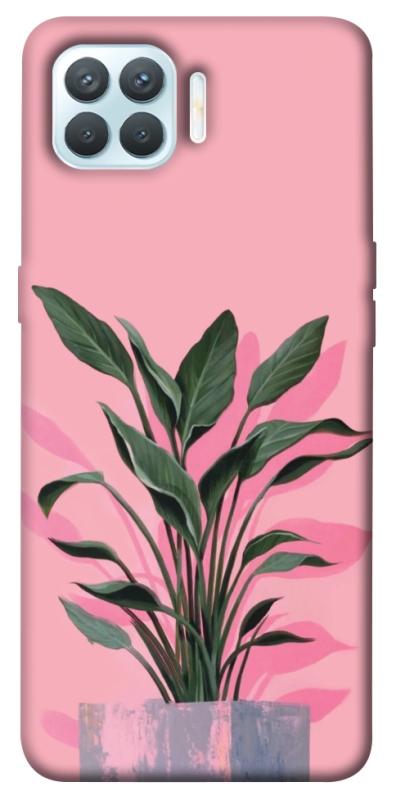 Чехол itsPrint Pink plant для Oppo F17 Pro, цветы, купить оптом с доставкой