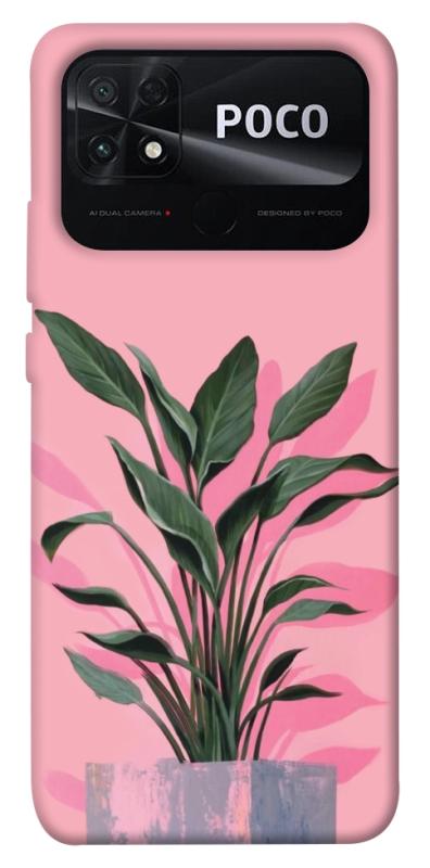 Чохол itsPrint Pink plant для Xiaomi Poco C40, квіти, купити оптом з доставкою