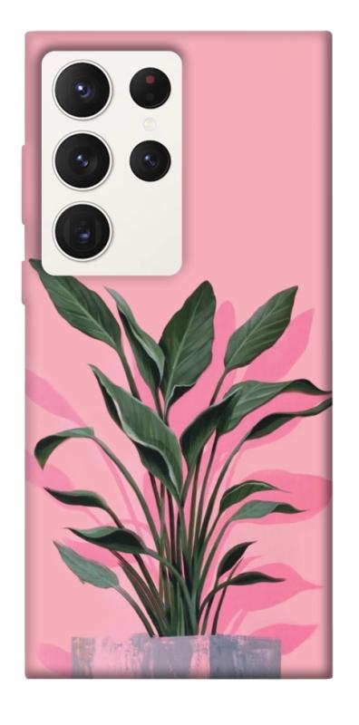Чехол itsPrint Pink plant для Samsung Galaxy S23 Ultra, цветы, купить оптом с доставкой