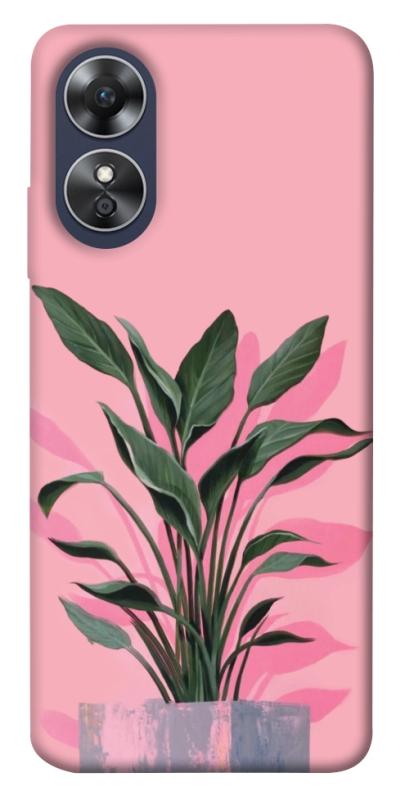 Чехол itsPrint Pink plant для Oppo A17, цветы, купить оптом с доставкой