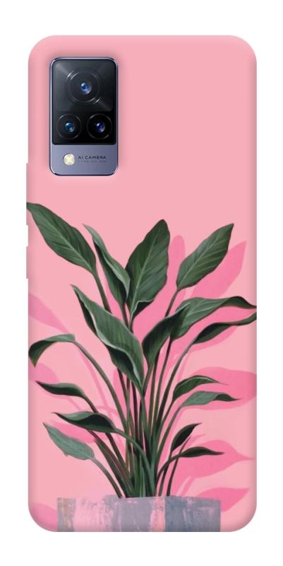 Чохол itsPrint Pink plant для Vivo V21, квіти, купити оптом з доставкою