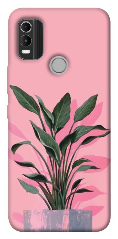 Чехол itsPrint Pink plant для Nokia C21 Plus, цветы, купить оптом с доставкой